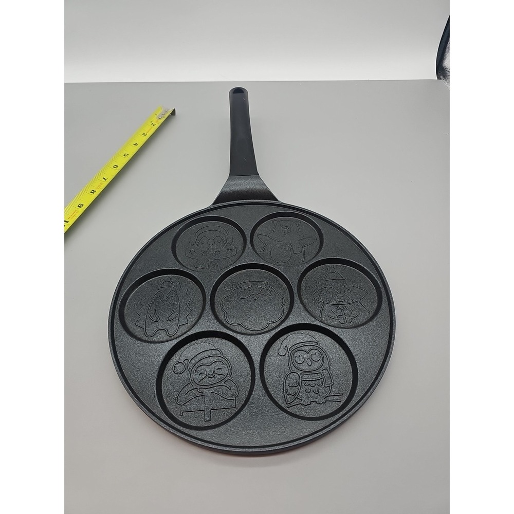 Crofton Christmas Mini Pancake Pan Nonstick Stovetop Winter Snowflakes Santa